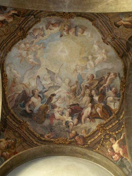 Fresco with angels singing in St Michael's Church, Vienna