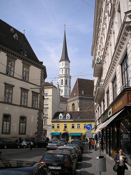 The Michaelerkirche close to the Hofburg Imperial Palace in Vienna