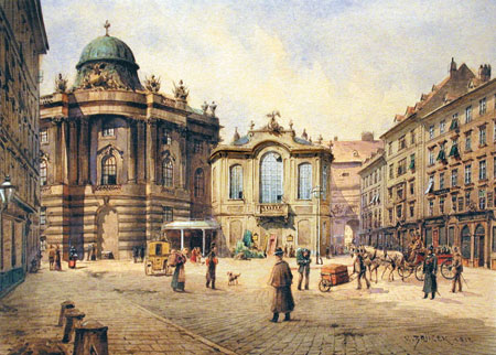 Das alte Burgtheater Aquarell auf Papier signiert und datiert 1912 - Carl Wenzel Zajicek