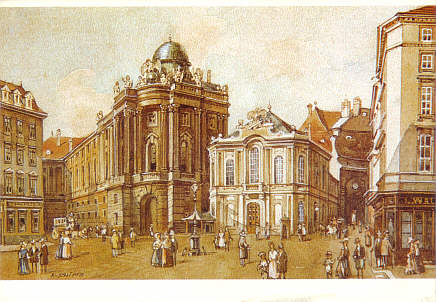 Rudolf Schima - Das Alte Burgtheater. Aquarell (1880)