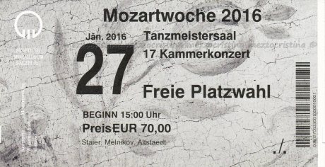 Salzburg 124 - Ticket to happiness - attending a concert in Tanzmeistersaal on a 27 January 2016