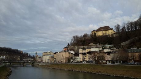 Salzburg 40 - Bridge over the peaceful water of the Salzach River